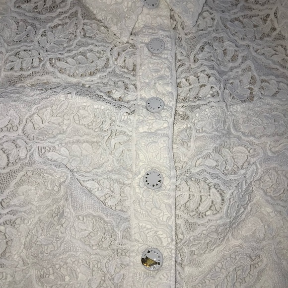 Sandro white live lace button down dress sz 36 - Picture 10 of 16